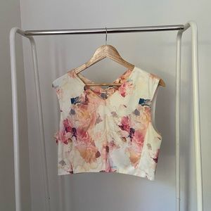 Rebecca Taylor floral silk crop top